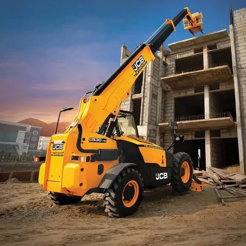 JCB boom loader at a construction site